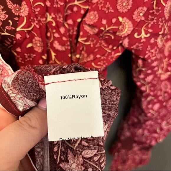 Pink Lily So Indecisive Floral Dark Red Blouse - Picture 9 of 9
